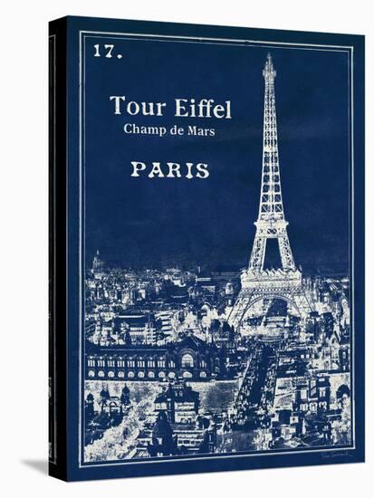 Blueprint Eiffel Tower-Sue Schlabach-Stretched Canvas