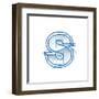 Blueprint Font Sketch - Letter S - Marker Drawing--Vladimir--Framed Art Print