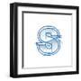 Blueprint Font Sketch - Letter S - Marker Drawing--Vladimir--Framed Art Print