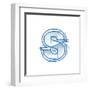 Blueprint Font Sketch - Letter S - Marker Drawing--Vladimir--Framed Art Print