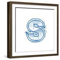 Blueprint Font Sketch - Letter S - Marker Drawing--Vladimir--Framed Art Print