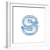 Blueprint Font Sketch - Letter S - Marker Drawing--Vladimir--Framed Art Print