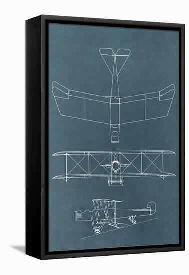 Blueprint for Early Biplane-null-Framed Stretched Canvas