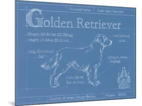 Blueprint Golden Retriever-Ethan Harper-Mounted Art Print