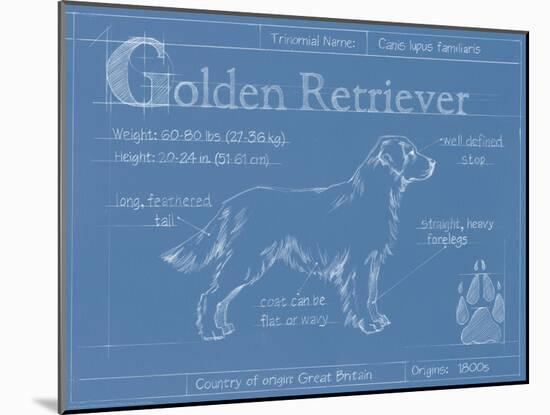 Blueprint Golden Retriever-Ethan Harper-Mounted Art Print
