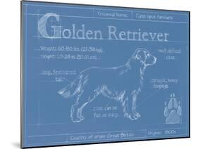 Blueprint Golden Retriever-Ethan Harper-Mounted Art Print