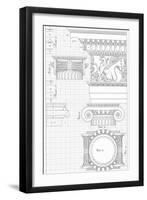 Blueprint - Hand Draw Sketch Ionic Architectural Order Based "The Five Orders of Architecture"--Vladimir--Framed Art Print