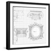 Blueprint - Hand Draw Sketch Ionic Architectural Order Based "The Five Orders of Architecture"--Vladimir--Framed Art Print