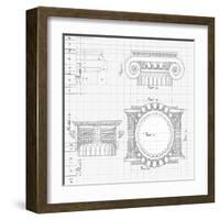 Blueprint - Hand Draw Sketch Ionic Architectural Order Based "The Five Orders of Architecture"--Vladimir--Framed Art Print