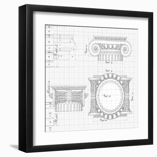 Blueprint - Hand Draw Sketch Ionic Architectural Order Based "The Five Orders of Architecture"--Vladimir--Framed Art Print