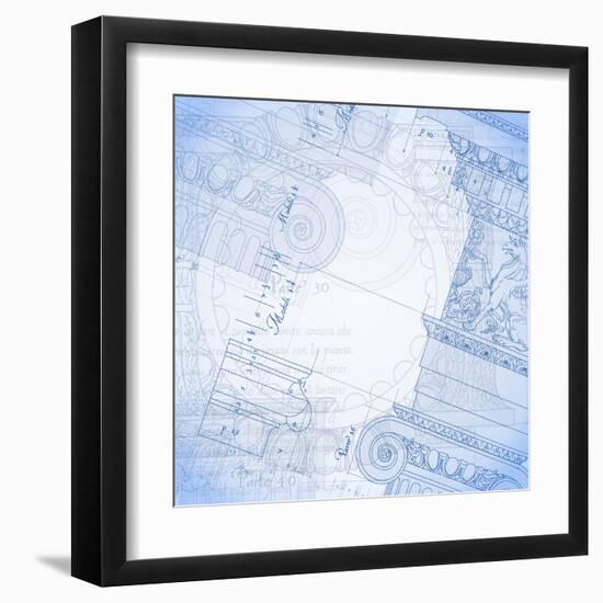 Blueprint, Hand Draw Sketch Ionic Architectural Order--Vladimir--Framed Art Print