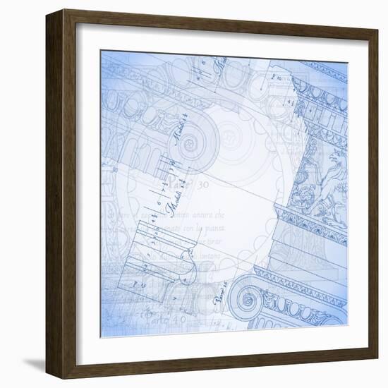 Blueprint, Hand Draw Sketch Ionic Architectural Order--Vladimir--Framed Art Print