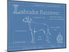 Blueprint Labrador Retriever-Ethan Harper-Mounted Art Print