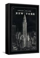 Blueprint Map New York Chrysler Building Black-Sue Schlabach-Framed Stretched Canvas