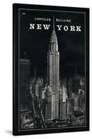 Blueprint Map New York Chrysler Building Black-Sue Schlabach-Stretched Canvas