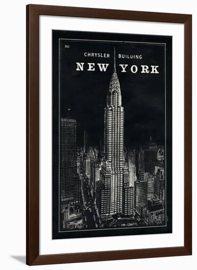 Blueprint Map New York Chrysler Building Black-Sue Schlabach-Framed Art Print