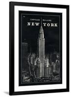 Blueprint Map New York Chrysler Building Black-Sue Schlabach-Framed Art Print