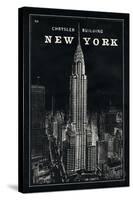 Blueprint Map New York Chrysler Building Black-Sue Schlabach-Stretched Canvas