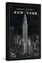 Blueprint Map New York Chrysler Building Black-Sue Schlabach-Stretched Canvas