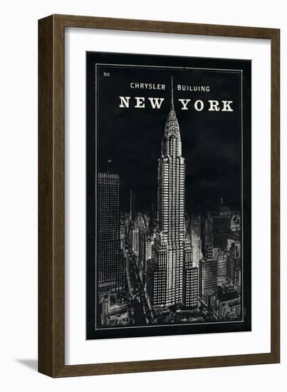 Blueprint Map New York Chrysler Building Black-Sue Schlabach-Framed Art Print