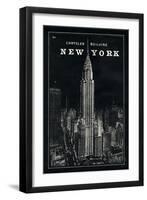 Blueprint Map New York Chrysler Building Black-Sue Schlabach-Framed Art Print