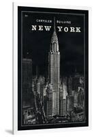 Blueprint Map New York Chrysler Building Black-Sue Schlabach-Framed Art Print