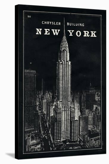 Blueprint Map New York Chrysler Building Black-Sue Schlabach-Stretched Canvas