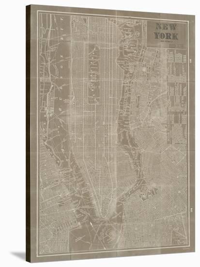 Blueprint Map New York Taupe-Sue Schlabach-Stretched Canvas