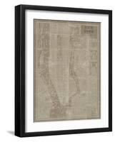 Blueprint Map New York Taupe-Sue Schlabach-Framed Premium Giclee Print