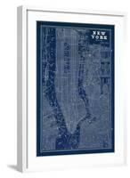 Blueprint Map New York-Sue Schlabach-Framed Art Print