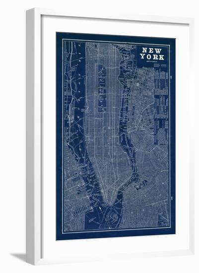 Blueprint Map New York-Sue Schlabach-Framed Art Print