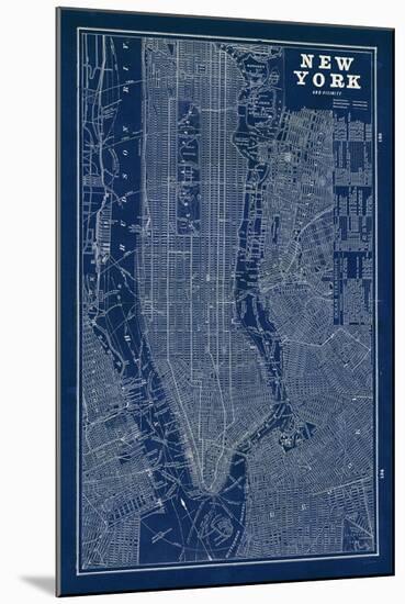 Blueprint Map New York-Sue Schlabach-Mounted Art Print