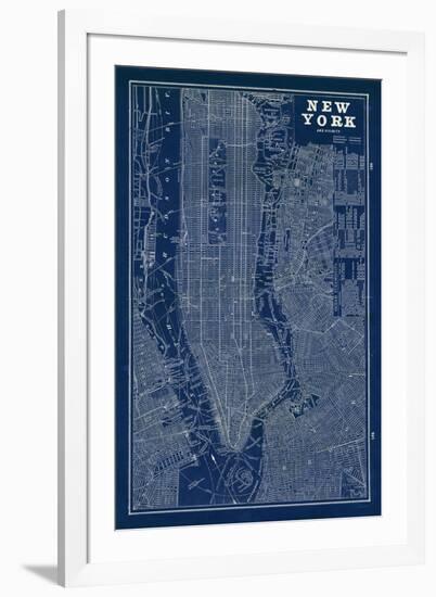 Blueprint Map New York-Sue Schlabach-Framed Premium Giclee Print