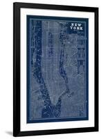 Blueprint Map New York-Sue Schlabach-Framed Premium Giclee Print