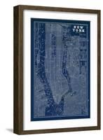 Blueprint Map New York-Sue Schlabach-Framed Premium Giclee Print