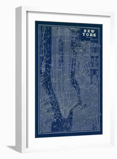 Blueprint Map New York-Sue Schlabach-Framed Premium Giclee Print