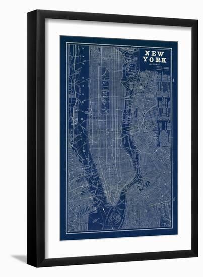 Blueprint Map New York-Sue Schlabach-Framed Art Print