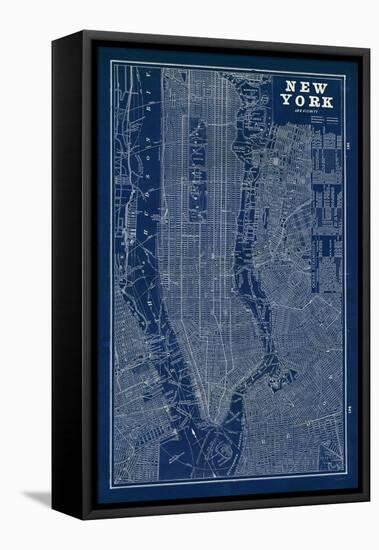 Blueprint Map New York-Sue Schlabach-Framed Stretched Canvas