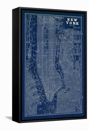 Blueprint Map New York-Sue Schlabach-Framed Stretched Canvas