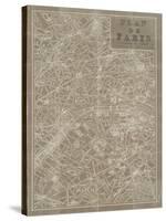 Blueprint Map Paris Taupe-Sue Schlabach-Stretched Canvas