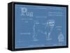 Blueprint Pug-Ethan Harper-Framed Stretched Canvas