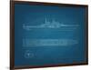 Blueprint Ship-cornflower-Framed Art Print