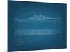 Blueprint Ship-cornflower-Mounted Art Print