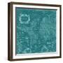 Blueprint World Map, Teal-Willem Blaeu-Framed Art Print