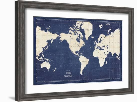 Blueprint World Map-Sue Schlabach-Framed Art Print