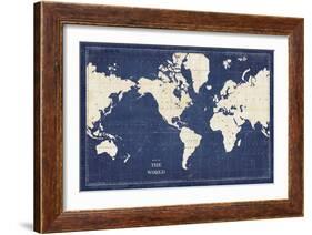 Blueprint World Map-Sue Schlabach-Framed Art Print