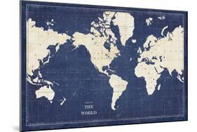 Blueprint World Map-Sue Schlabach-Mounted Art Print