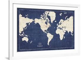 Blueprint World Map-Sue Schlabach-Framed Art Print