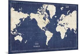 Blueprint World Map-Sue Schlabach-Mounted Art Print