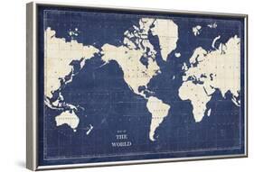 Blueprint World Map-Sue Schlabach-Framed Art Print